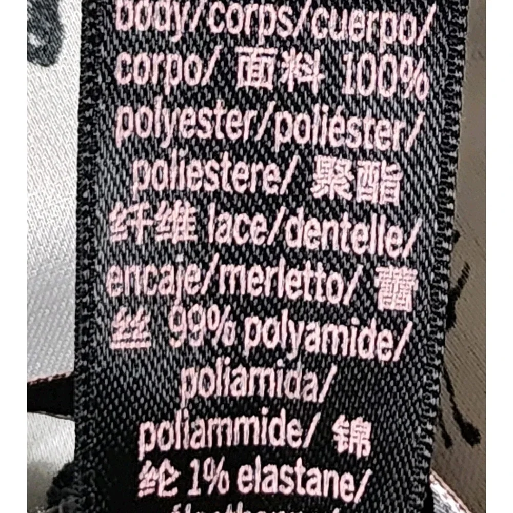 Victorias Secret Womens XXL Satin Lace Trim‎ Slip Dress Nightwear Black Floral